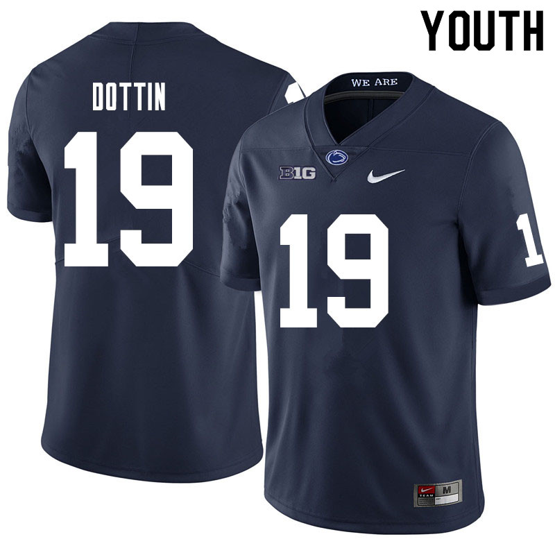 Youth #19 Jaden Dottin Penn State Nittany Lions College Football Jerseys Sale-Navy
